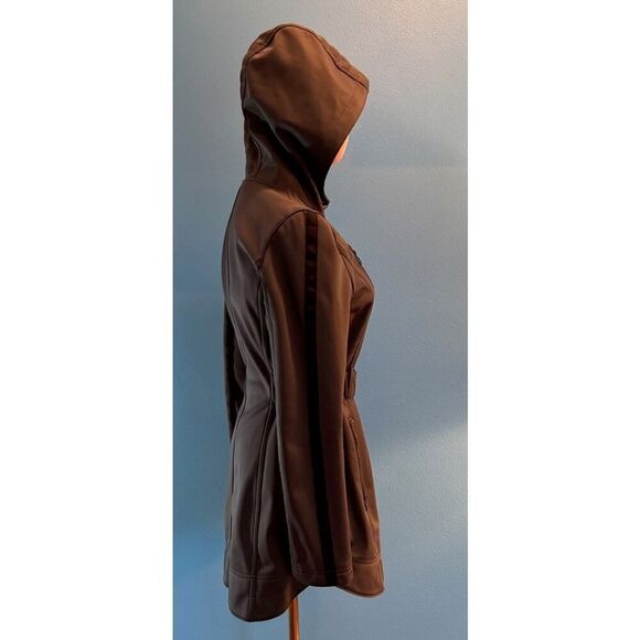 EUC! Laundry Shelli Segal Dark Gray Zip Close 4 Pockets Attached Belt Hood Small - Picture 6 of 10